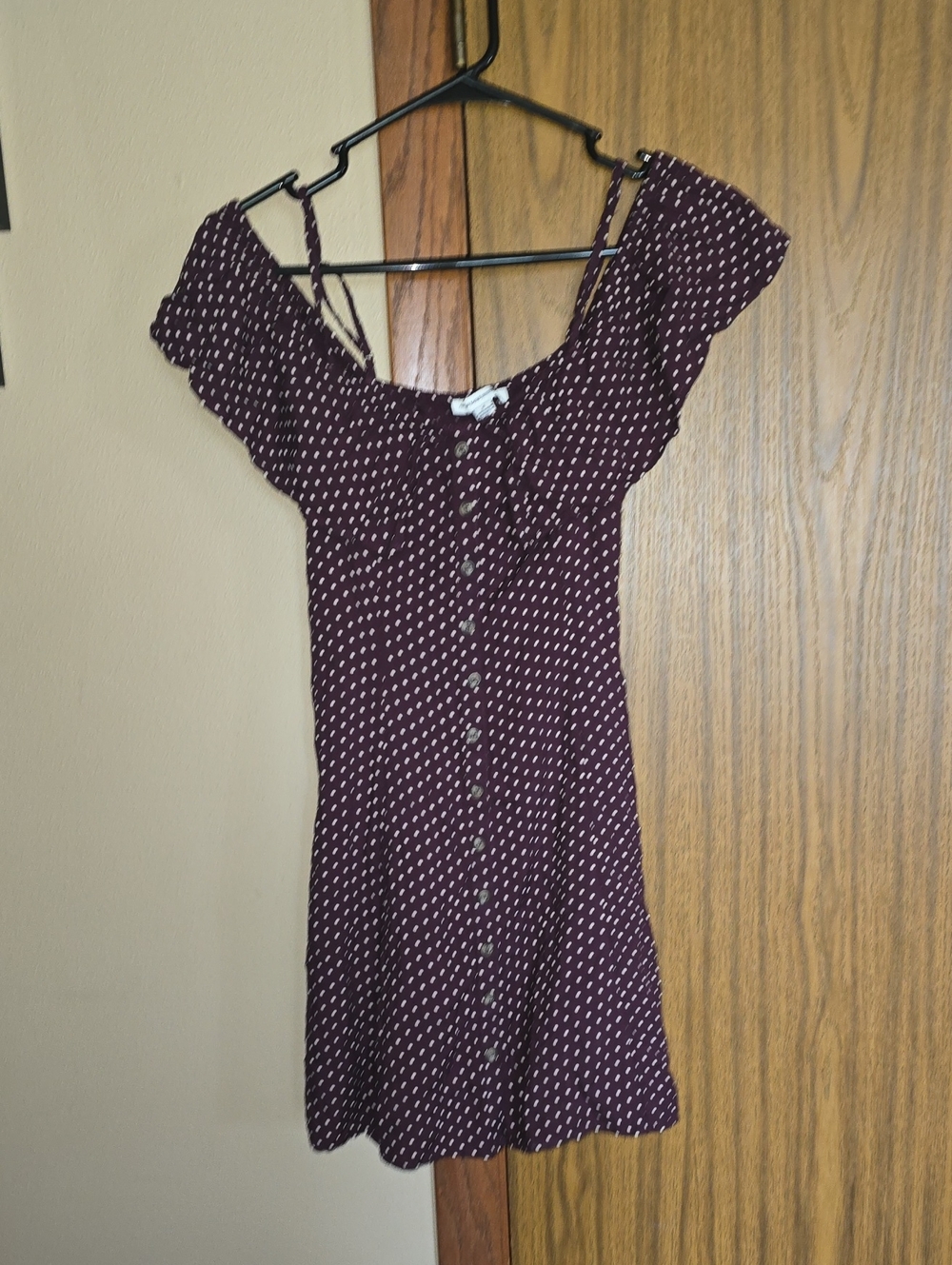 American Eagle Outfitters Burgundy Dot Mini Dress